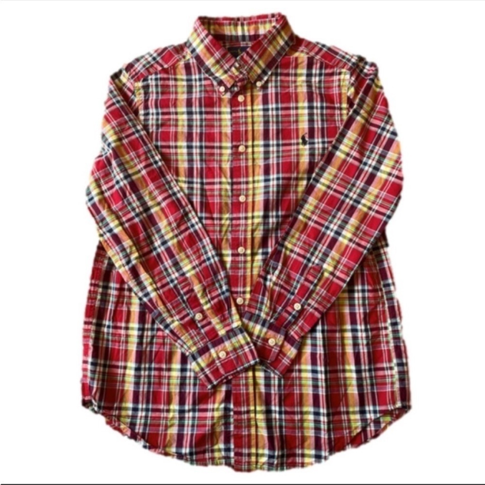Ralph  Lauren Boys Large Plaid Long SleeveButton Down Shirt